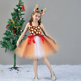 GETADME Girls Christmas Animal Masquerade Costume Cute Elk Costume Children's Birthday Carnival Party Bow Dress Baby Festival Gown 2025