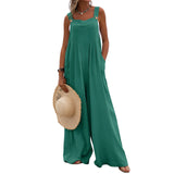 GETADME Overalls Women Summer Jumpsuit Outfits Plus Size Solid Color Casual Button Wide Leg Suspender Pants Overalls with Pockets