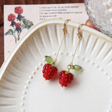 Getadme Raspberry Earrings Cute Fruit Aesthetic Handmade