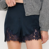 GETADME Women Y2k Slik Lace Trim Shorts Stain Pajama Micro Mini Slip Boxer Shorts Low Rise Lounge Pj Bottoms Pettipants Streetwear