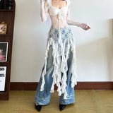 GETADME Elegant Long Sleeve T-Shirt Women's Lace See-through Slimming Holiday Style Sexy Top Square Collar Patchwork Slinky Fabric