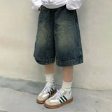 GETADME Y2K Vintage Baggy Jean Shorts Womens Washed Wide Leg Capri Pants Casual Barrel Jeans Denim Shorts Mens Oversized Jorts