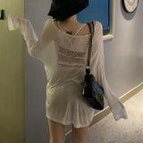 GETADME Loose T-shirts for Women Letter Pattern Simple Design Korean Style Summer Clothing Thin All-match Young Students Tops New Trendy