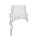 GETADME Vintage Lace Asymmetrical Skirts Sexy Mid Waist Mini Skirts Women French Fashion Streetwear Ladies Y2k Clothes