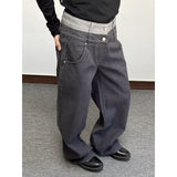 GETADME Men's Jeans Man Pants Loose Fit Black Wide Leg High Street Denim Relaxed Straight Casual Spring Slouchy Trousers