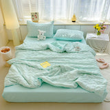 GETADME Quality Seersucker Cool Summer Quilt Soft-lightweight Breathable Blanket Thin Cloud-feeling Bare Sleeping Comforter Duvet Set