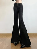GETADME 2025 Y2k Retro Emo 2000s Women's Black Flare Pants Streetwear Fashion Trousers Harajuku Wide Yoga Pants 90s Aesthetic Clothes