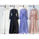 GETADME 4색 쇼 부스 하이데프 드레스 디자인 감성 헤비듀티 스터드 롱 슬리브 버튼 롱 드레스 플러스 탱크탑