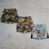 GETADME Y2k Hip Hop Camo Short Jeans Pocket Sweatshorts Men Women Camo Shorts Harajuku Casual Fashion Streetwear Wide Leg Cargo Pants