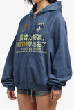 GETADME Y2K Vintage Harajuku Hoodie Women Men Chinese Letter Print Zip Up Sweatshirt Retro Graffiti Streetwear Oversized Loose Jacket