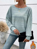 GETADME Autumn/Winter New Comfortable Casual Solid Color Sweaters Long Sleeve Round Collar Splicing Head Pullover 2025 Loose Female Tops