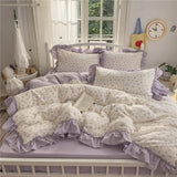 GETADME 3/4Pcs Korean Princess Style Ruffles Bedding Set Single Queen King Size Duvet Cover Set Bed Sheet Pillowcases