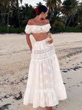 GETADME Two Piece Set Women Top Skirt Suit Summer High Waist Skirt Top Lace Suits Bohemian Skirt Bodycon Maxi Skirt Vintage Skirt Sets