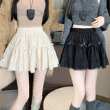GETADME Women's Bow Skirt Spring2025New French Sweet High Waist Cake Lace PuffyAShort Skirt
