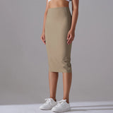 GETADME 여성용 섹시 네이키드 필 원단 스키니 펜슬 스커트 여성 힙 랩 바디콘 하이웨이스트 엘라스틱 스트레치 스플릿 스커트