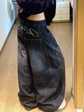 GETADME Casual Womens Y2K Loose Baggy Jeans Blue Washed High Street Vintage Cargo Pants Wide Leg Oversized Trousers y2k pants