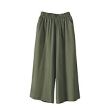 GETADME Feamle Casual and Versatile Lazy Style Wide Leg Pants With Pockets Lightweight High Waisted Loose Cropped Capris