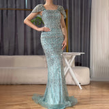 GETADME Serene Hill 2025 Arabic White Mermaid  Short  Beaded Long Evening Dresses Gowns For Occasion Customized
