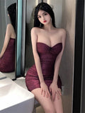 GETADME Sexy V-neck Bra Slim Fit Wrap Hip V Neck Short Dress Elegant Women Trendy Clothes Off Shoulder Party Fashionable Dresses 77O7