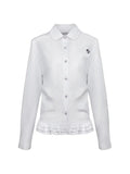 GETADME White Striped Women's Shirt Long Sleeve Floral Embroidery Korean Fashion Blouses Ruffles Loose Preppy JK Spring New