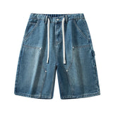 GETADME Summer Men's Shorts American Retro Street Hip-hop Y2K Loose Denim Shorts Fashion Casual Splicing Overalls Five-quarter Pants