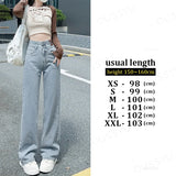 GETADME OUSSYU Woman Jeans High Waist Straight Wide Leg Cotton Denim Clothing Blue Streetwear Vintage Fashion Harajuku Women Trousers