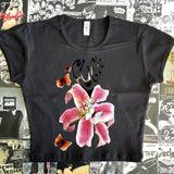 GETADME Summer Goth Punk Baby Tank Vintage Street Youthful Women Graphics Print Grunge Y2k Clothes Aesthetic Cute Slim Crop Top T-shirt