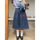 GETADME Harajuku Y2k Women's Light Blue Calf Length Cargo Jeans Baggy Denim Trousers Japanese 2000s Oversize Jean Pants Vintage Clothes