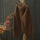 GETADME Autumn Winter Female Loose Thicken Pant Ladies High Waist Corduroy Trousers Women Large Size 4XL Casual Carrot Pantalons