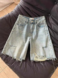 GETADME Summer Women Denim Shorts High Waisted Zipper Ripped Knee-length Jeans American Casual Fashion Retro Female shorts