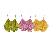 GETADME Lightweight Chiffon Spaghetti Strap Crop Top Women's Summer Ruffled Flowy Short Cami Casual Daily Party Tanks Sleeveless Blouse
