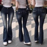 GETADME Low Waist Flared Jeans Slimming Legs Plump Hips Bla ey Cotton Stretch Denim Pants Women's Faion Spring 2025