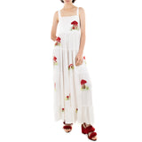 GETADME Women Cute Embroidered Maxi Dress Beach Dress Summer Boho Ruffle Long Dress Spaghetti Strap Flowy Maxi Dress