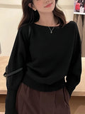 GETADME Batwing Long sleeve Knitted Pullover Women 300g Thick Off shoulder Top Korean Fashion Sweater Loose Casual Autumn Outwear Pull