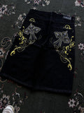 GETADME American Washed Ecko Denim Shorts Mens Hip-hop Rock Street Fashion Pattern Straight Pants Harajuku Trend Wide Pants