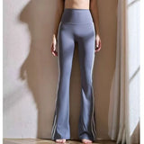 GETADME Fake 2 Pieces Women's Yoga Pants Elastic Boot Cut Lady's Sportswear Chic Shirring Long Trousers High Waist Slim Gym Flare Pant