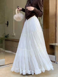 GETADME Elegant Pleated Skirt for Women with Elastic Waist Slim Fit A-Line Long Design Spring 2026 Fashion Trend
