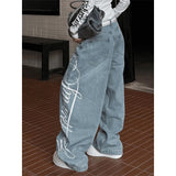 GETADME 2025 Autumn Women Y2k Baggy Vintage Blue Jeans 2000s Boyfriend Jean Pants Vintage Harajuku Letter Print Denim Trousers Clothes