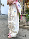 GETADME Stars Print Letter Cargo Pants Women Sweet Fashion High Waist Wide Leg Trousers Casual Loose Preppy Style Female Cute Pants