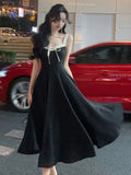 Getadme-French Fashion Midi Dresses Women New Summer Elegant Spaghetti Strap Female Clothes Sexy Evening Party Backless Prom Dress