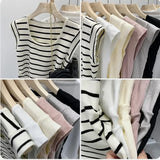 GETADME 2025 Female Elastic Slim Casual Vests Pullover Camis Summer Spring Striped Tank Tops Women Sleeveless Knitted T-Shirts Crop Tops
