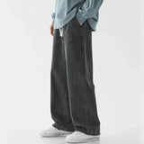GETADME Spring Autumn Men Baggy Jeans Oversize Straight Loose Casual Denim Trousers Solid Color Streetwear Fashion Y2k Wide Leg Pants