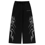 GETADME Dark Y2K Unisex Streetwear Jogger Pants Men Women Casual Loose Fit Drawstring Workout Gym Trousers Wide Leg Fitness Fashion