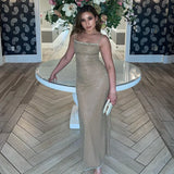 Getadme-여성용 벨벳 슬리브리스 백리스 슬림 미디 드레스, 스팽글 섹시 드레스, 프렌치 스타일, 우아한 파티, 이브닝 드레스