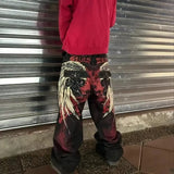 GETADME Y2K Letter Embroidery Printed Loose Jeans Men Harajuku street Oversized Fashion Retro Casual Gothic High Waist Wide Leg Pants