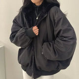 GETADME Korean style plus velvet thickened on both sides to wear lamb wool cotton clothing women's coat winter new hooded cotton jacket
