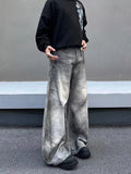 GETADME 2026 American Retro Y2K Streetwear Washed Grey Patchwork Baggy Jeans Pants For Men Clothing Wide Leg Long Trousers Ropa Hombre