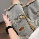 GETADME Summer Y2K Vintage Mens Jean Shorts 2025 New Streetwear Ripped Bermuda Jorts Drawstring Baggy Wide Leg Blue Denim Shorts Pants