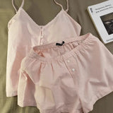 GETADME 2025 New Cotton Sleepwear Women's Summer Short Sleeved Shorts Cute Women's Home Clothing Set Женская Пижама