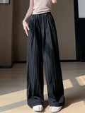 GETADME Spring Summer Women Loose Wide Leg Pants Casual Elastic Waist Stright Long Wide leg Pants Female Casual Female Pants Trousers